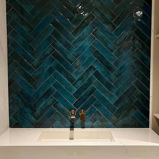 Kraft Turkuaz (Aqua) Parlak Duvar Seramiği 7.5x30 cm (3)