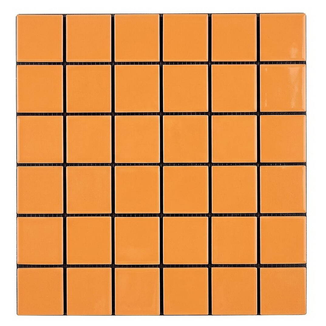 Turuncu Parlak 5x5 cm Fileli Kesme Seramik Duvar Karosu (30x30 cm File) - 1